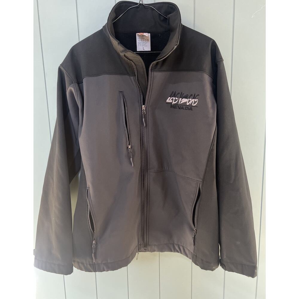 Las Vegas Nevada Softshell Jacket Full Zip Fleece Lined Gray Mens‎ Large